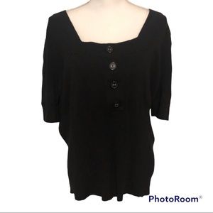 Apt. 9 women’s black top with button details and square neckline size 2X EUC